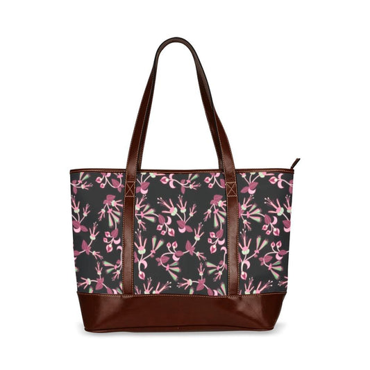 Floral Green Black Tote Handbag (Model 1642) Tote Handbags (1642) e-joyer 