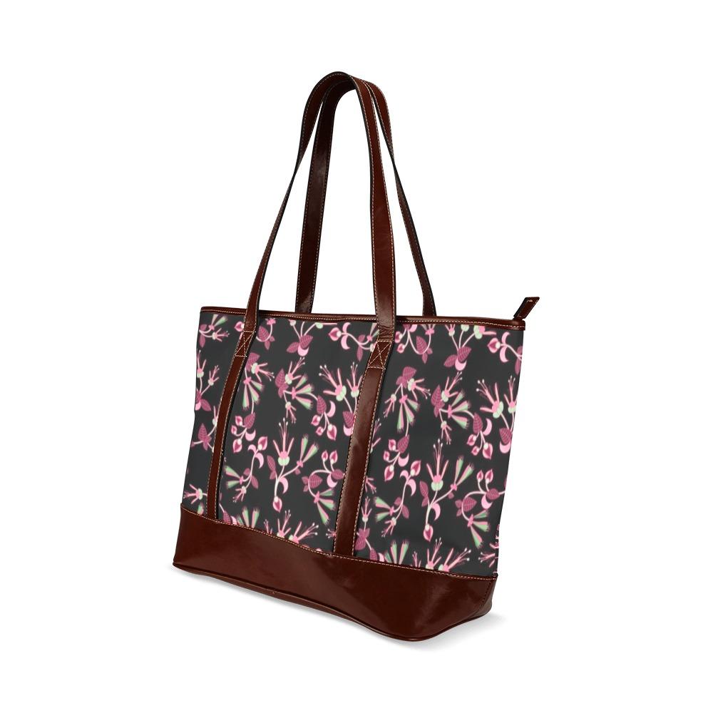 Floral Green Black Tote Handbag (Model 1642) Tote Handbags (1642) e-joyer 