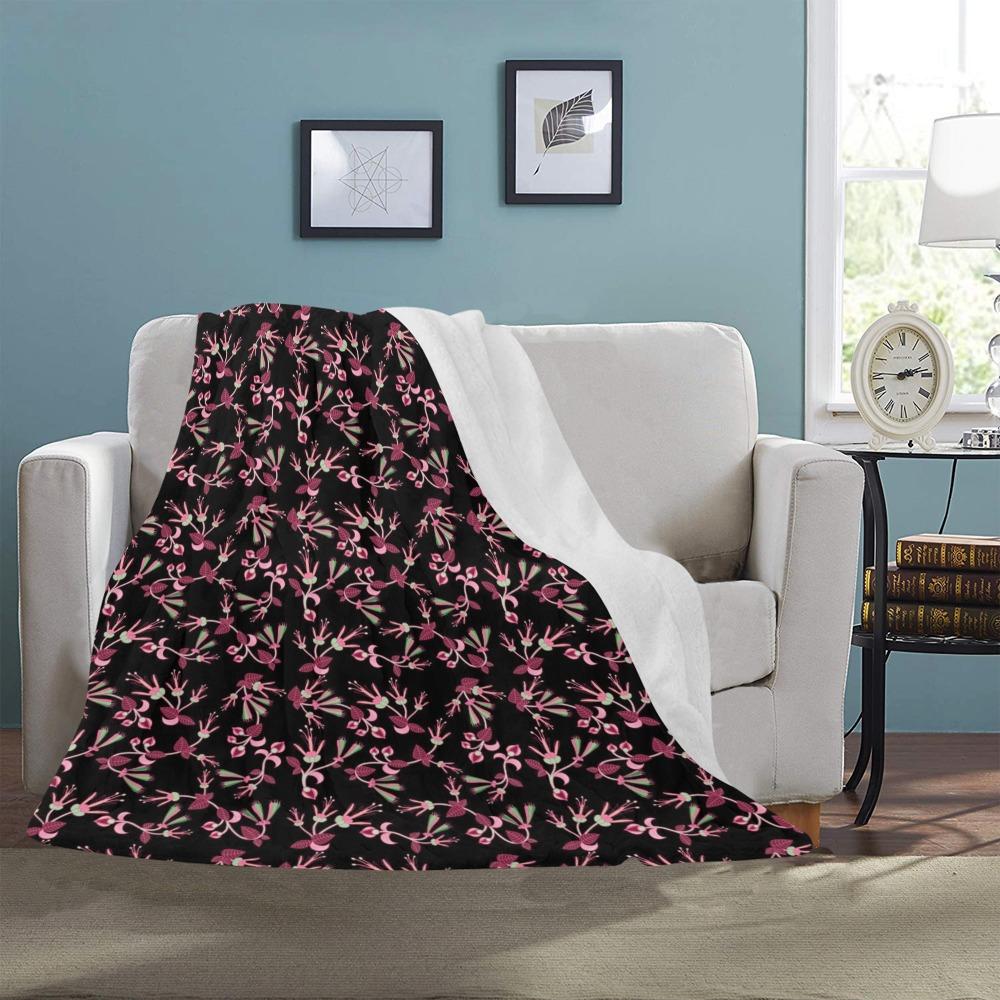 Floral Green Black Ultra-Soft Micro Fleece Blanket 50"x60" Ultra-Soft Blanket 50''x60'' e-joyer 