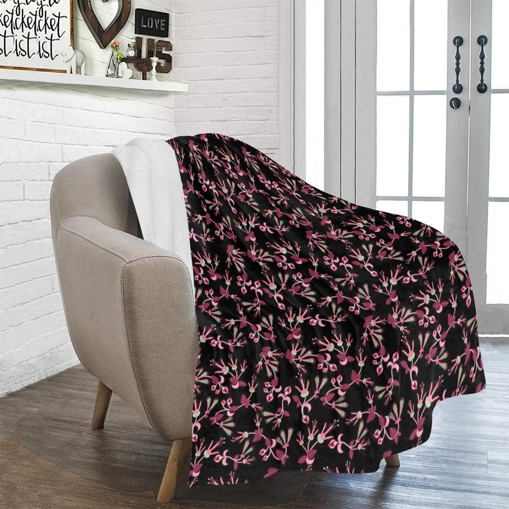 Floral Green Black Ultra-Soft Micro Fleece Blanket 50"x60" Ultra-Soft Blanket 50''x60'' e-joyer 