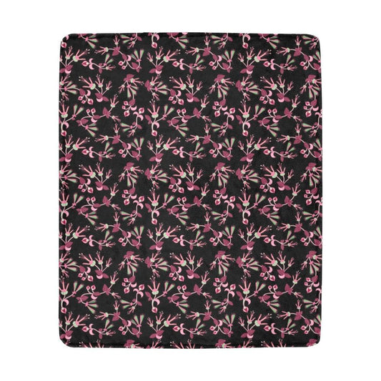 Floral Green Black Ultra-Soft Micro Fleece Blanket 50"x60" Ultra-Soft Blanket 50''x60'' e-joyer 