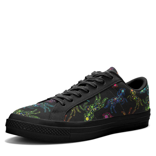 Floral Horse Aapisi Low Top Canvas Shoes Black Sole aapisi Herman 