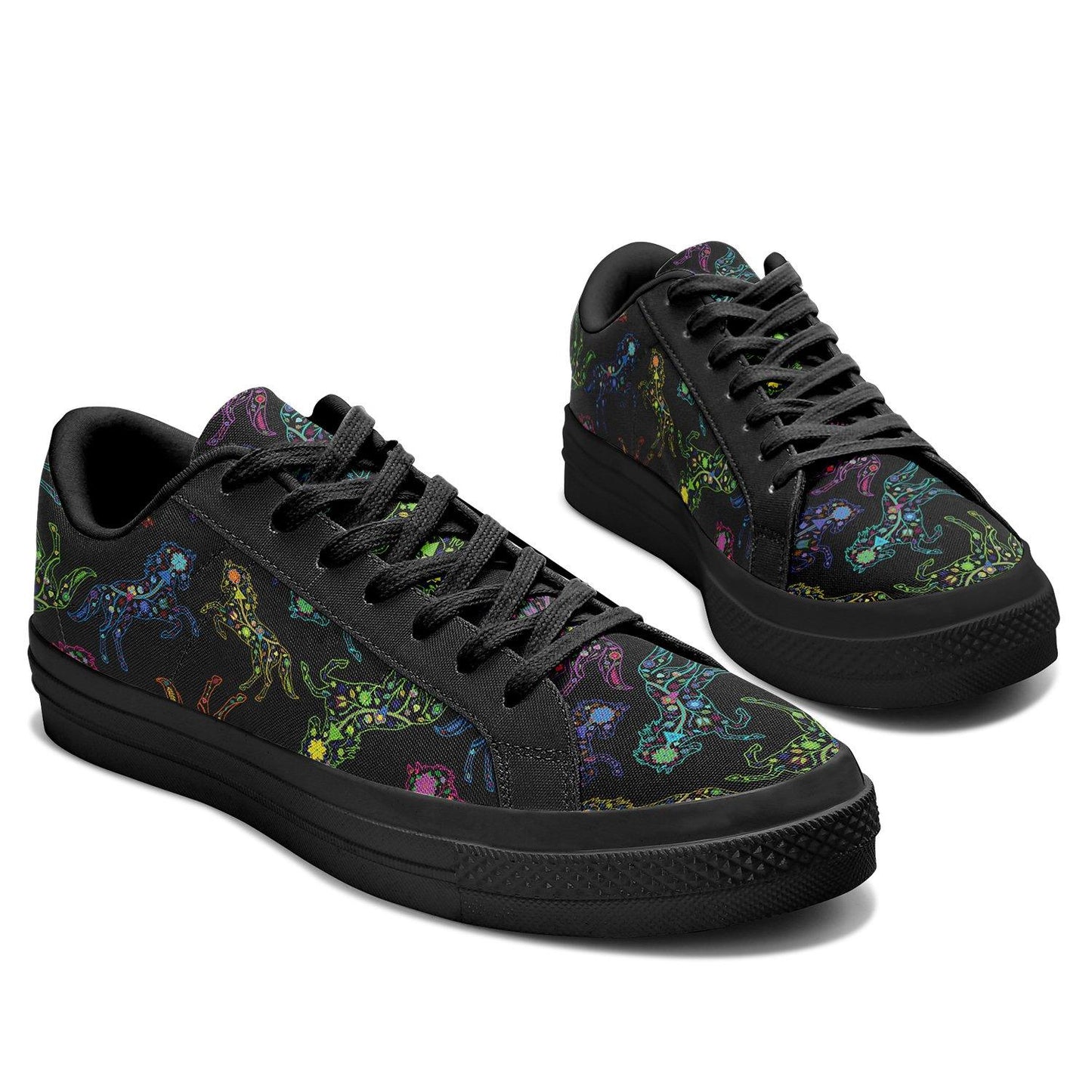 Floral Horse Aapisi Low Top Canvas Shoes Black Sole aapisi Herman 