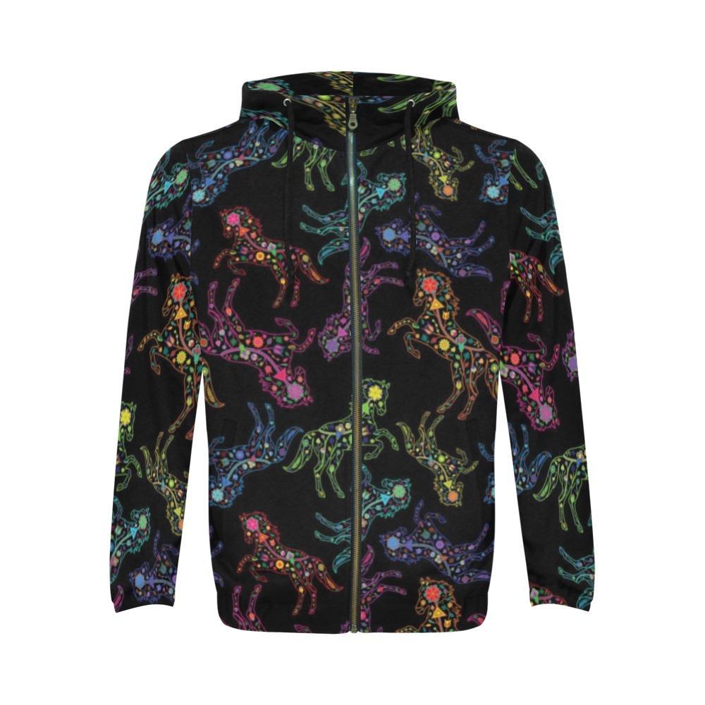 Floral Horse All Over Print Full Zip Hoodie for Men (Model H14) All Over Print Full Zip Hoodie for Men (H14) e-joyer 
