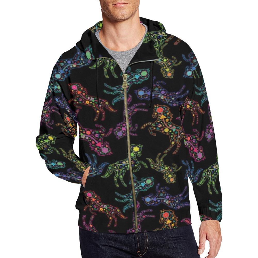 Floral Horse All Over Print Full Zip Hoodie for Men (Model H14) All Over Print Full Zip Hoodie for Men (H14) e-joyer 