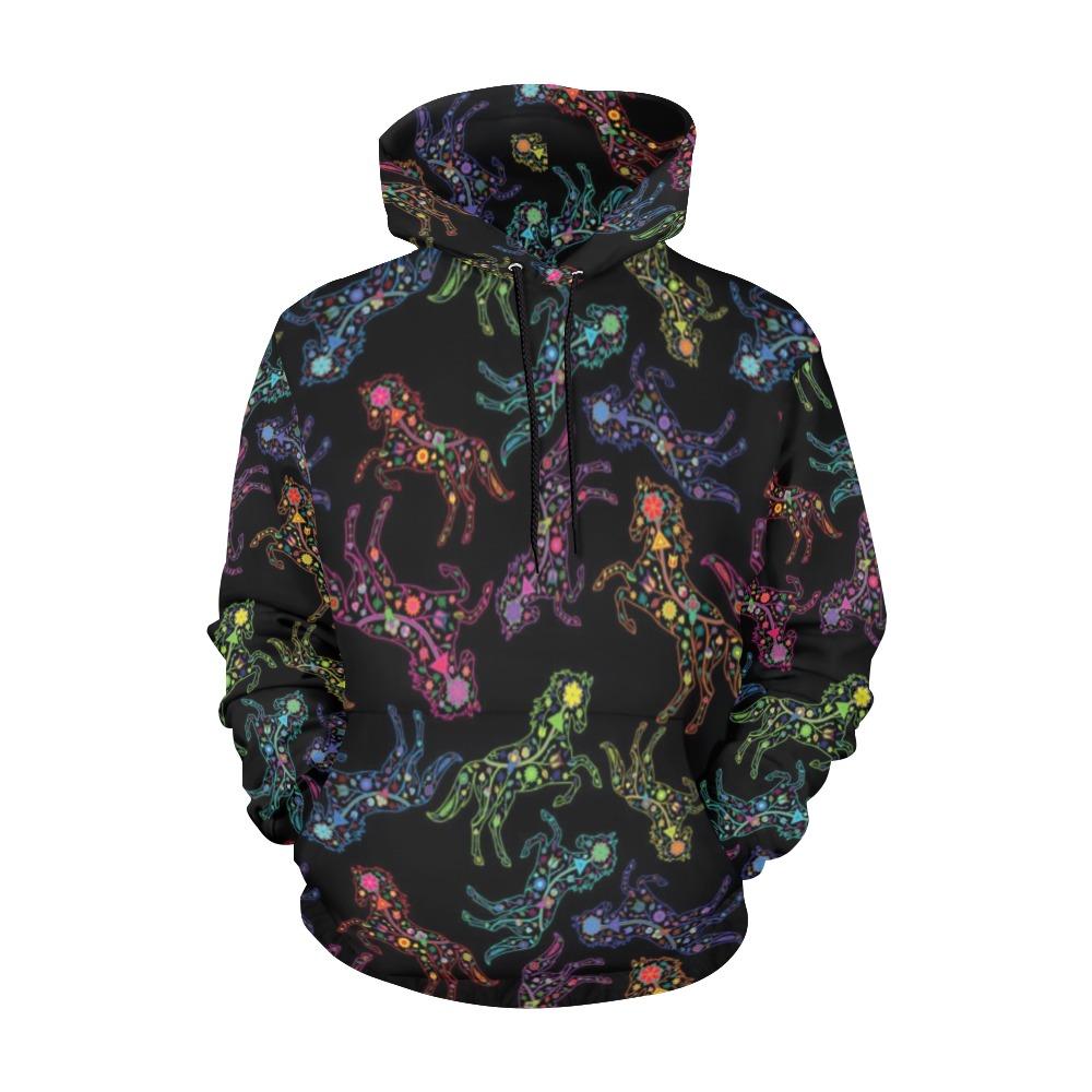 Floral Horse All Over Print Hoodie for Women (USA Size) (Model H13) All Over Print Hoodie for Women (H13) e-joyer 