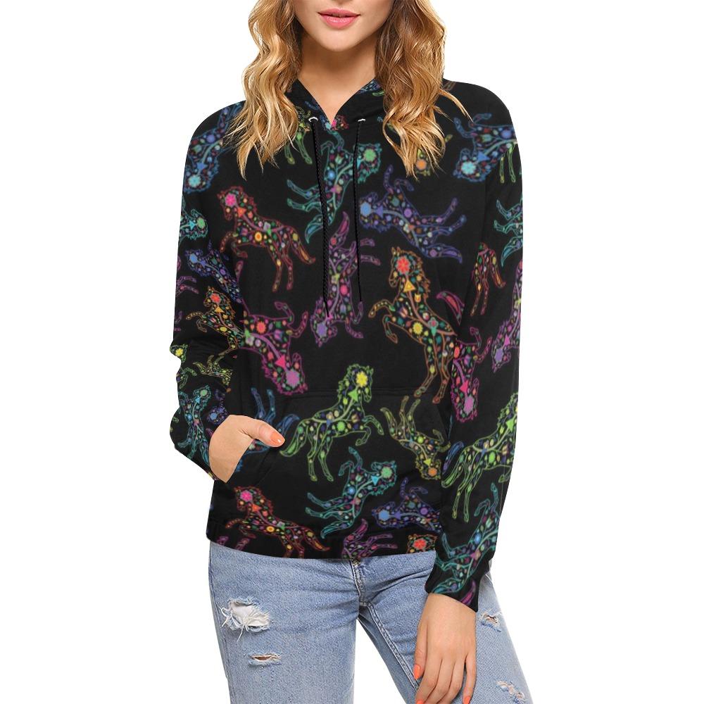Floral Horse All Over Print Hoodie for Women (USA Size) (Model H13) All Over Print Hoodie for Women (H13) e-joyer 