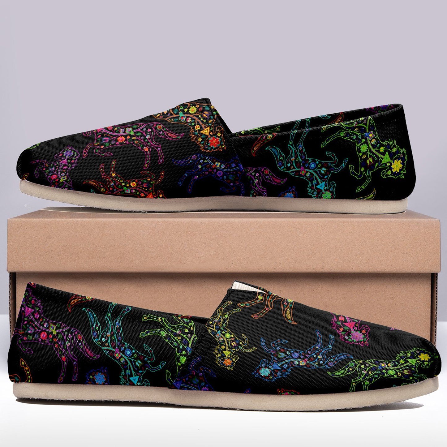 Floral Horse Casual Unisex Slip On Shoe Herman 