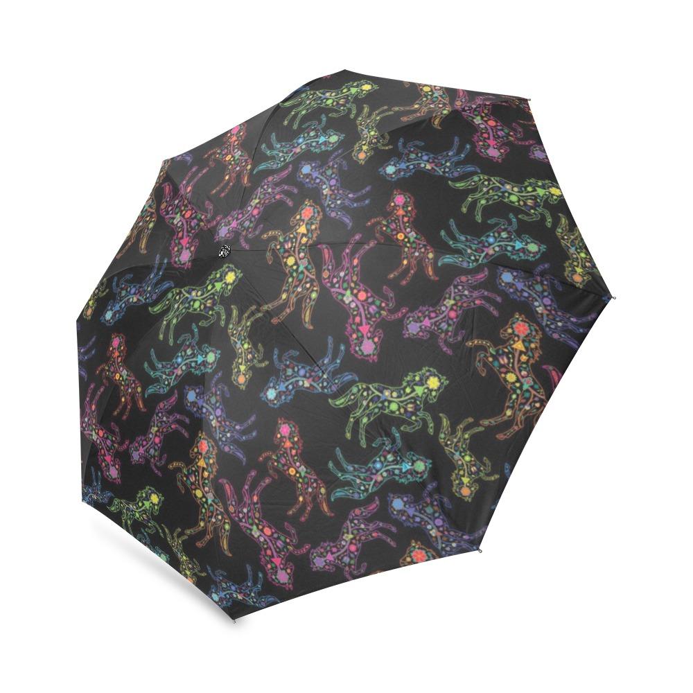 Floral Horse Foldable Umbrella (Model U01) Foldable Umbrella e-joyer 