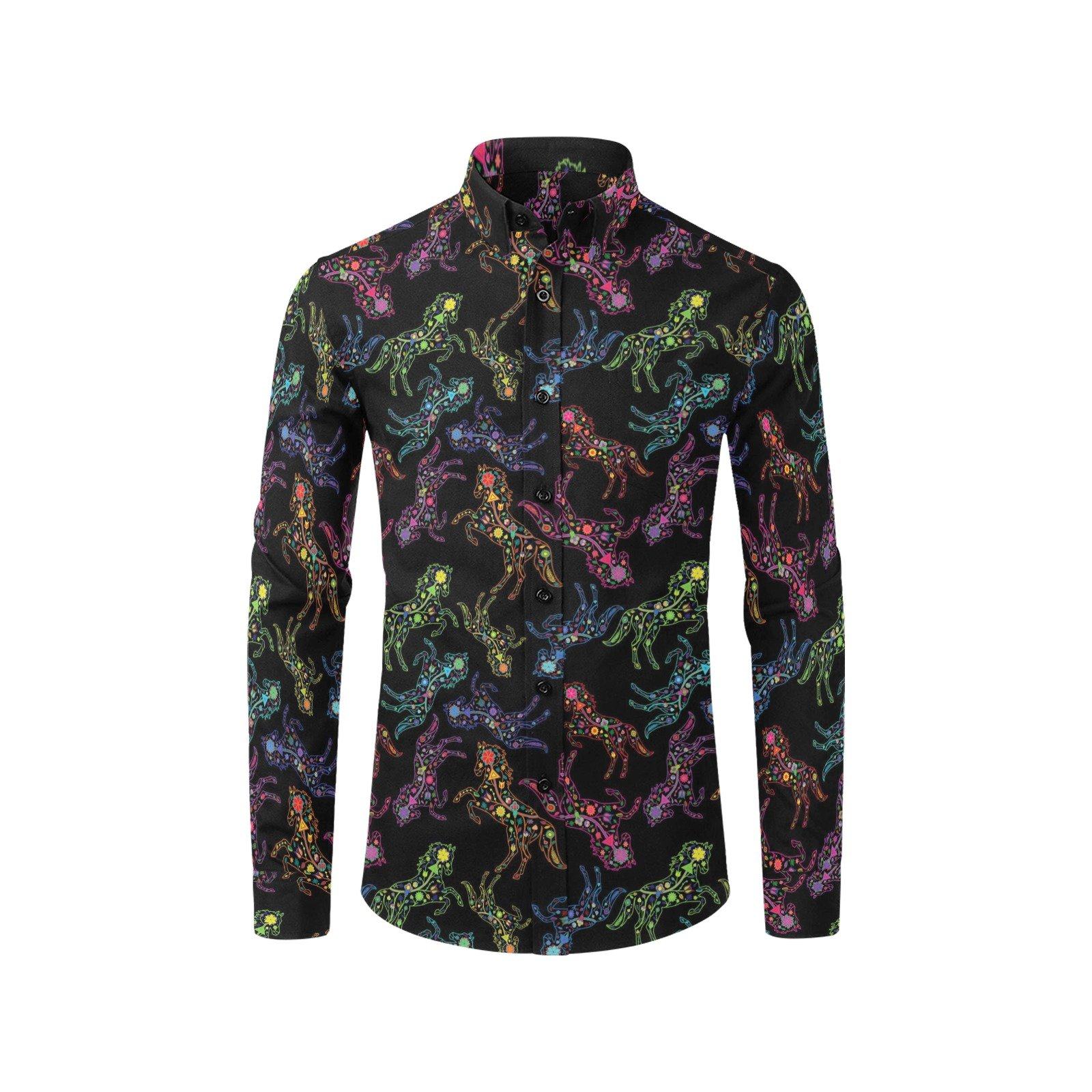 Floral Horse Men's All Over Print Casual Dress Shirt (Model T61) Men's Dress Shirt (T61) e-joyer 