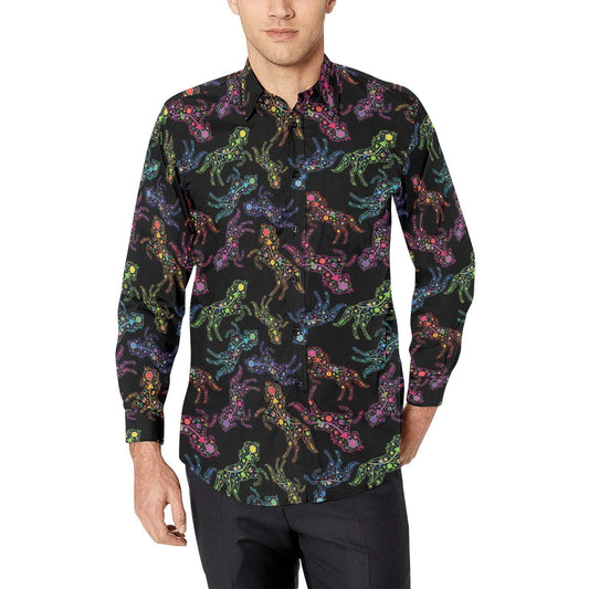 Floral Horse Men's All Over Print Casual Dress Shirt (Model T61) Men's Dress Shirt (T61) e-joyer 