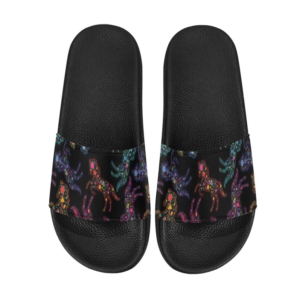 Floral Horse Men's Slide Sandals (Model 057) Men's Slide Sandals (057) e-joyer 