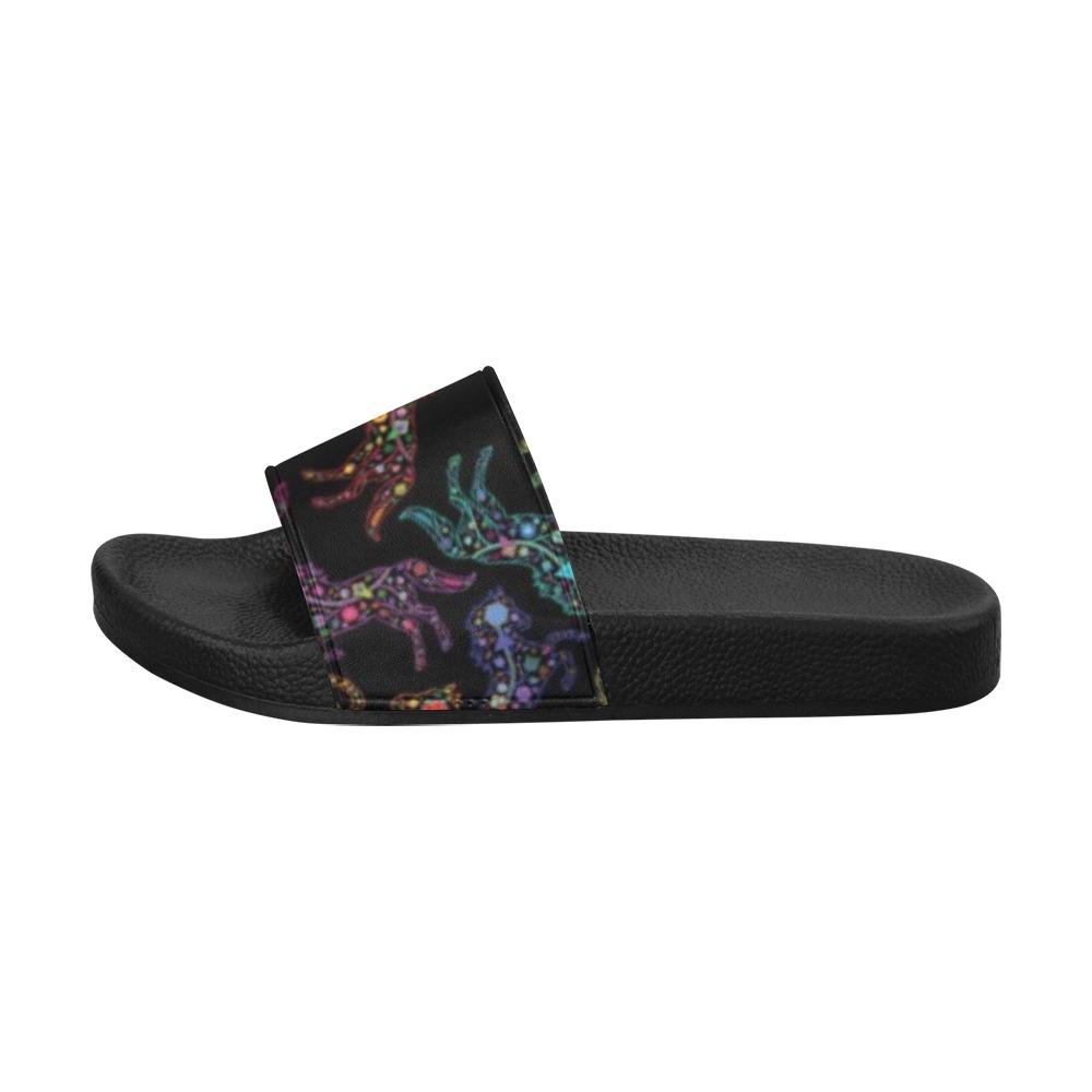 Floral Horse Men's Slide Sandals (Model 057) Men's Slide Sandals (057) e-joyer 