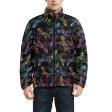 Load image into Gallery viewer, Floral Horse Men&#39;s Stand Collar Padded Jacket (Model H41) Men&#39;s Stand Collar Padded Jacket (H41) e-joyer 
