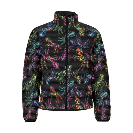 Floral Horse Men's Stand Collar Padded Jacket (Model H41) Men's Stand Collar Padded Jacket (H41) e-joyer 