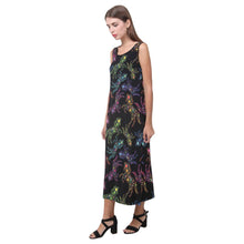 Load image into Gallery viewer, Floral Horse Phaedra Sleeveless Open Fork Long Dress (Model D08) dress e-joyer 
