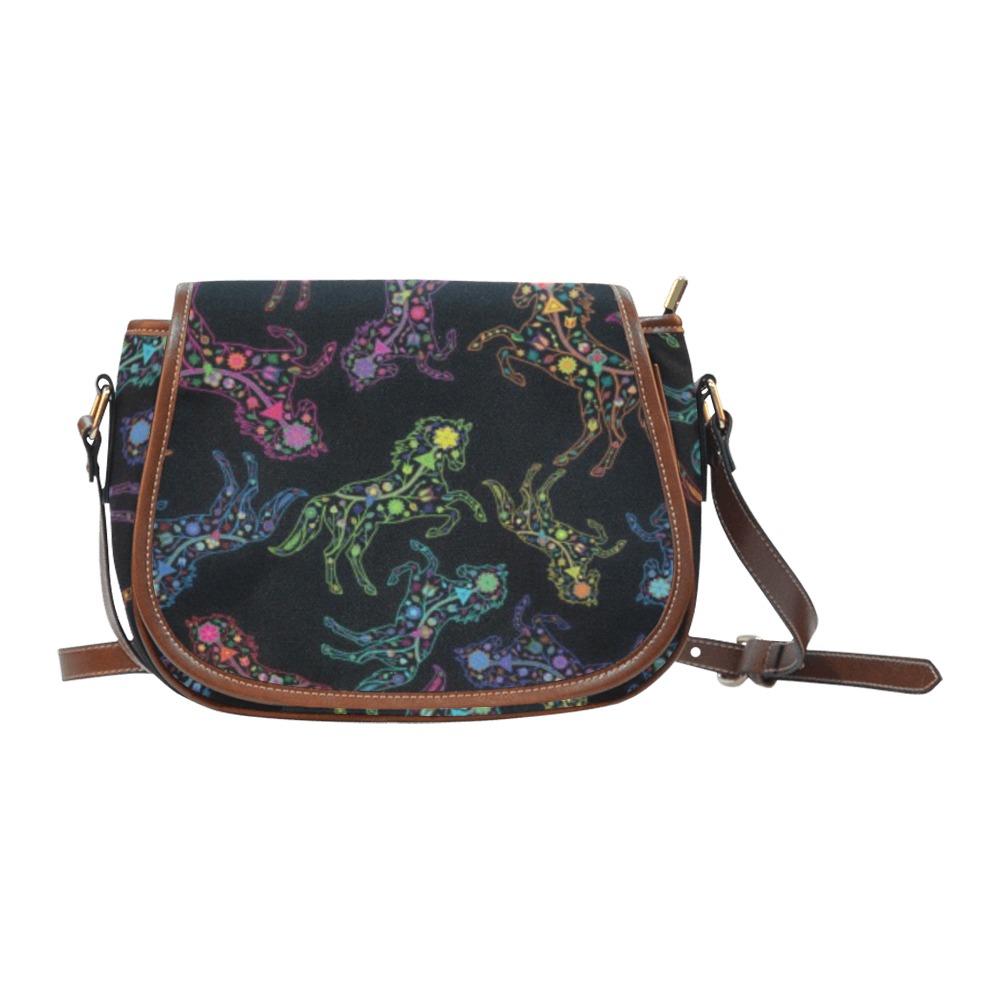 Floral Horse Saddle Bag/Large (Model 1649) bag e-joyer 