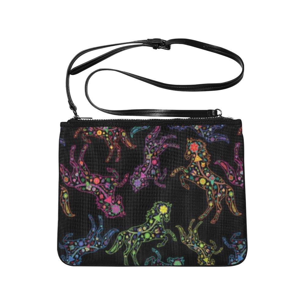 Floral Horse Slim Clutch Bag (Model 1668) Slim Clutch Bags (1668) e-joyer 