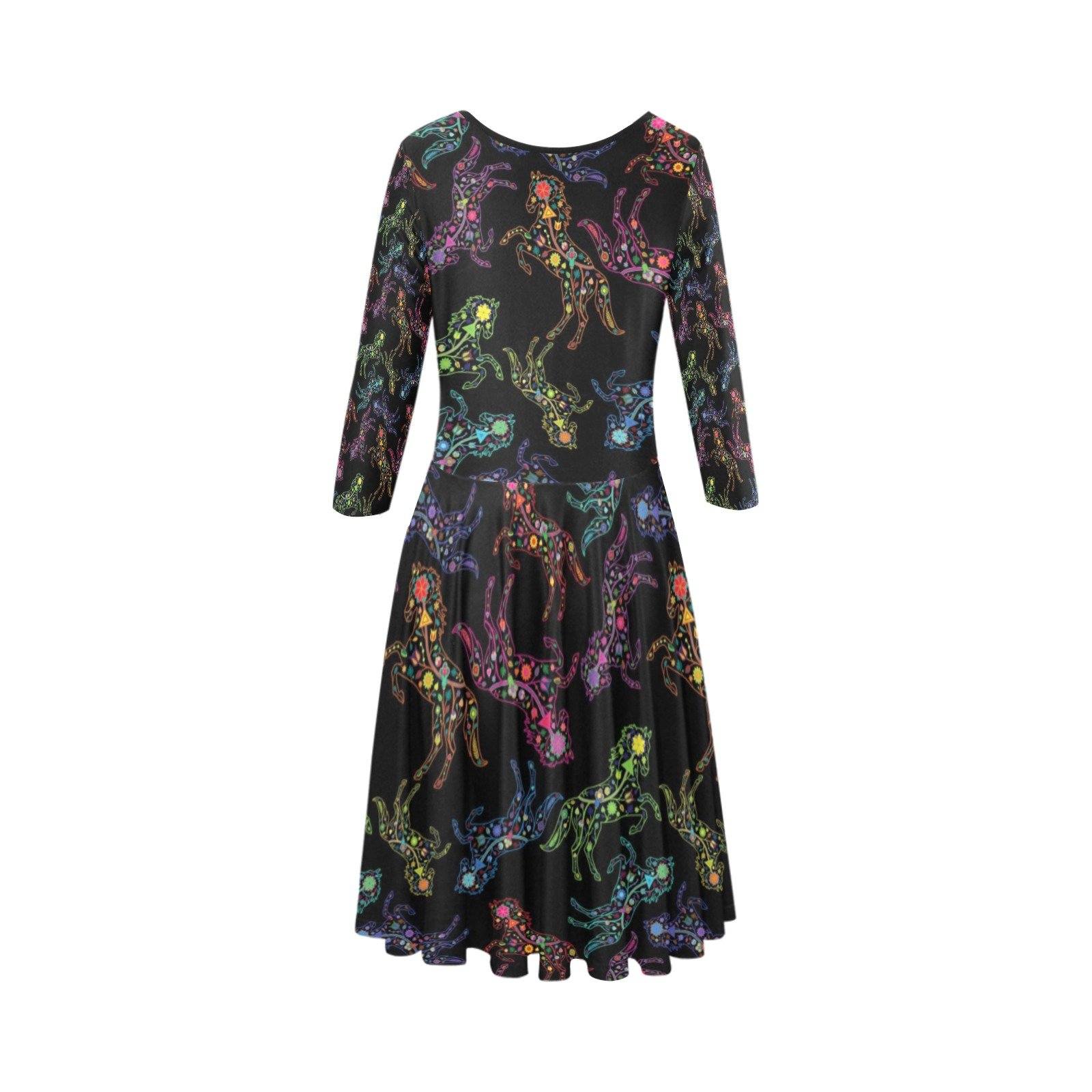 Floral Horse Tethys Half-Sleeve Skater Dress(Model D20) Tethys Half-Sleeve Skater Dress (D20) e-joyer 