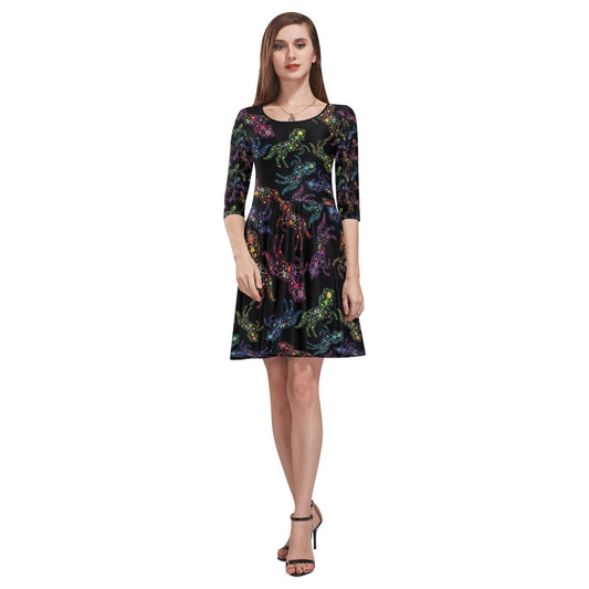 Floral Horse Tethys Half-Sleeve Skater Dress(Model D20) Tethys Half-Sleeve Skater Dress (D20) e-joyer 