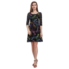 Load image into Gallery viewer, Floral Horse Tethys Half-Sleeve Skater Dress(Model D20) Tethys Half-Sleeve Skater Dress (D20) e-joyer 
