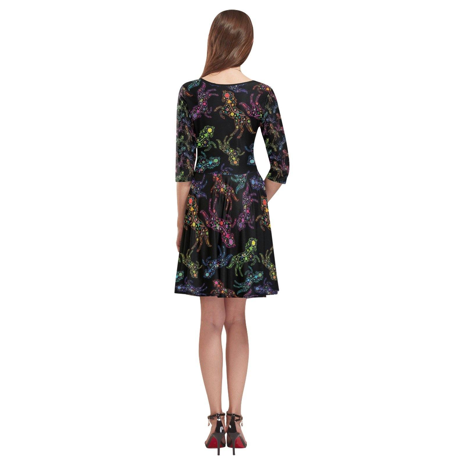Floral Horse Tethys Half-Sleeve Skater Dress(Model D20) Tethys Half-Sleeve Skater Dress (D20) e-joyer 