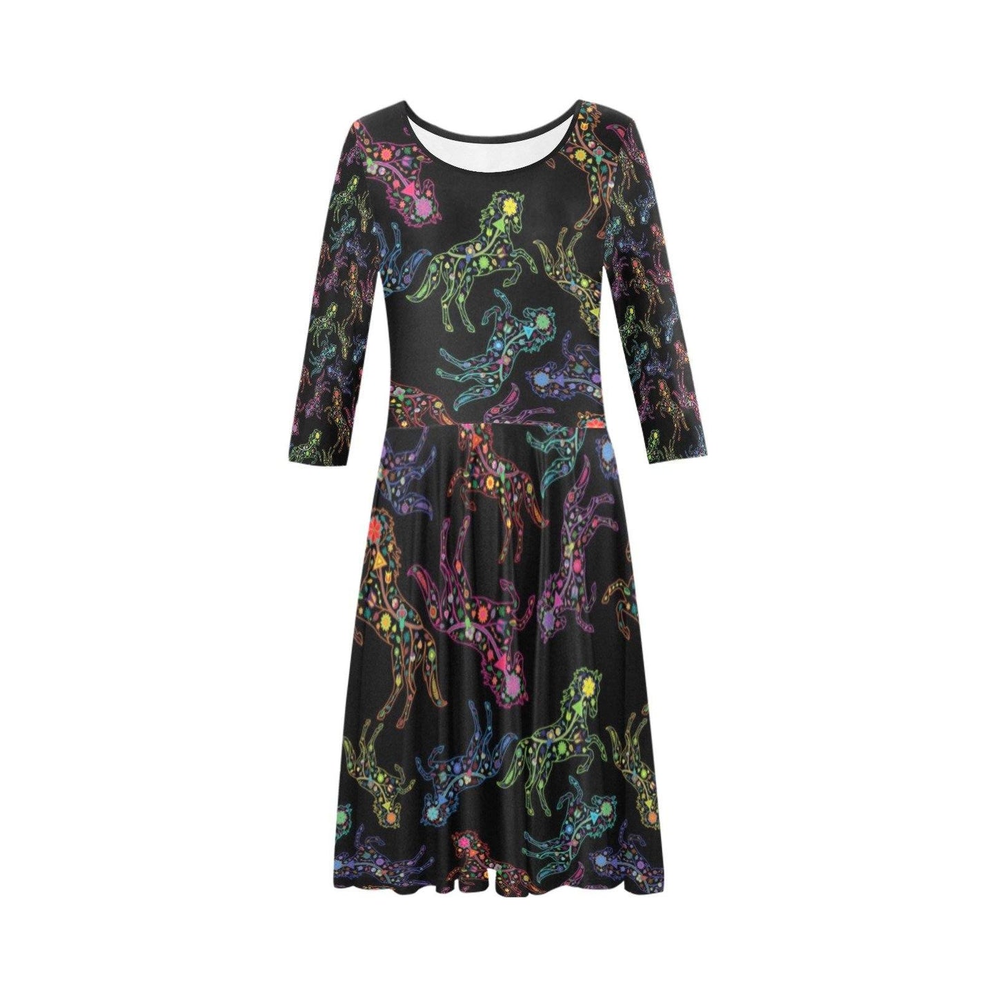 Floral Horse Tethys Half-Sleeve Skater Dress(Model D20) Tethys Half-Sleeve Skater Dress (D20) e-joyer 