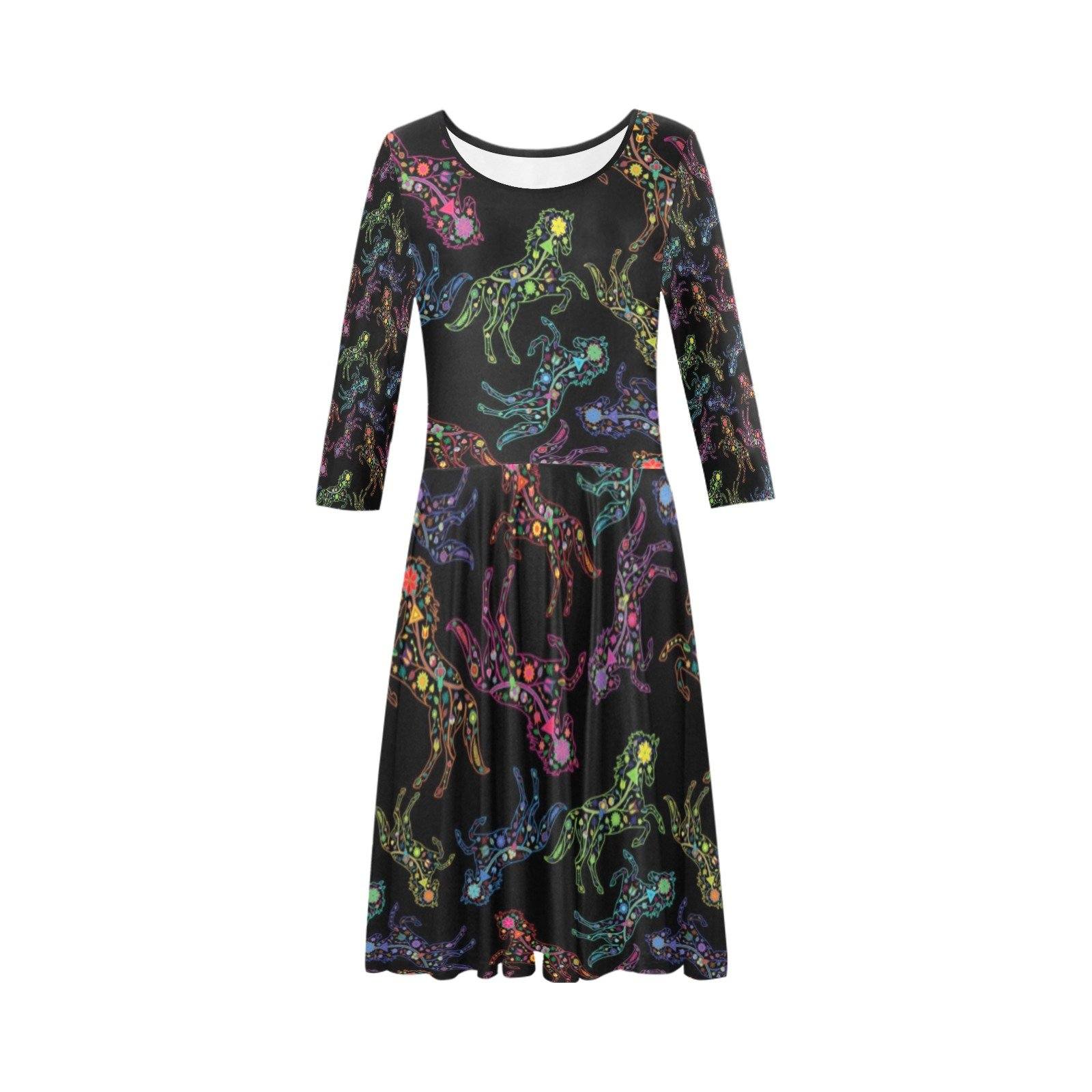 Floral Horse Tethys Half-Sleeve Skater Dress(Model D20) Tethys Half-Sleeve Skater Dress (D20) e-joyer 