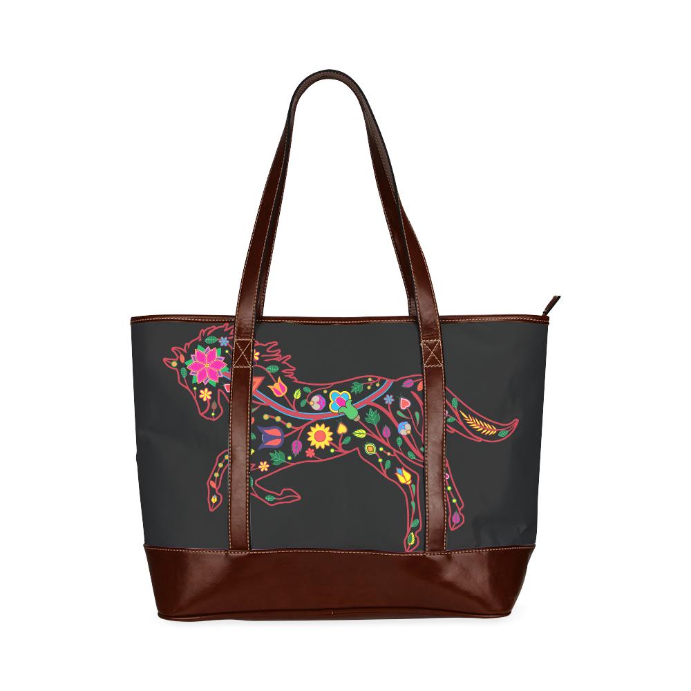 Floral Horse Tote Handbag (Model 1642) Tote Handbags (1642) e-joyer 