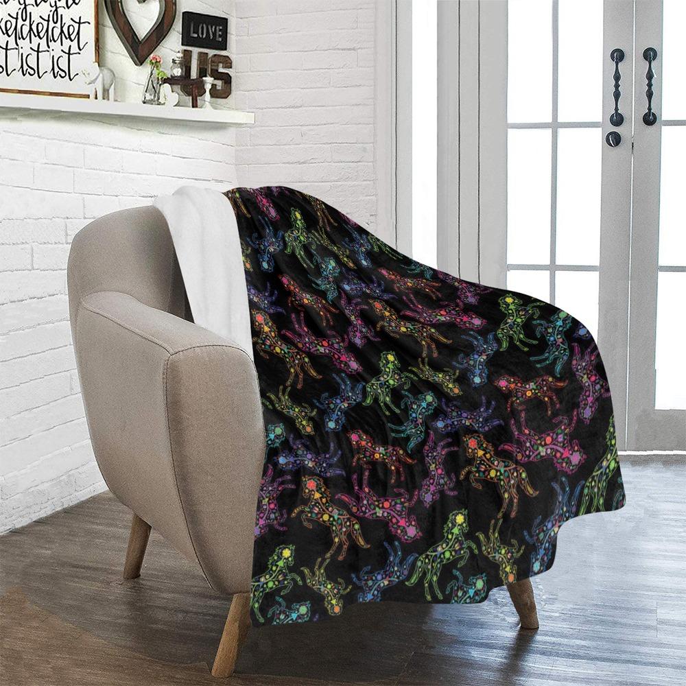 Floral Horse Ultra-Soft Micro Fleece Blanket 40"x50" Ultra-Soft Blanket 40''x50'' e-joyer 