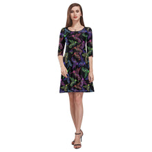 Load image into Gallery viewer, Floral Humming Bird Tethys Half-Sleeve Skater Dress(Model D20) Tethys Half-Sleeve Skater Dress (D20) e-joyer 
