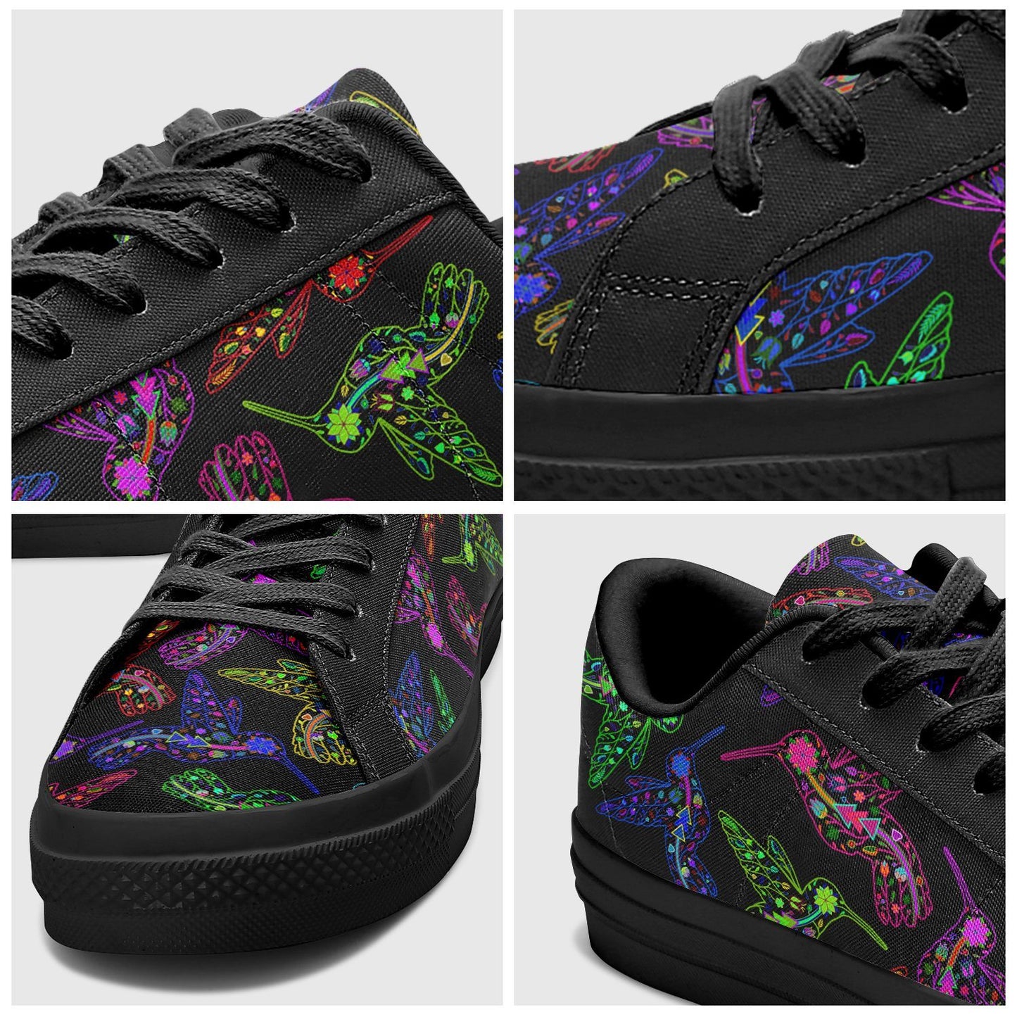 Floral Hummingbird Aapisi Low Top Canvas Shoes Black Sole aapisi Herman 