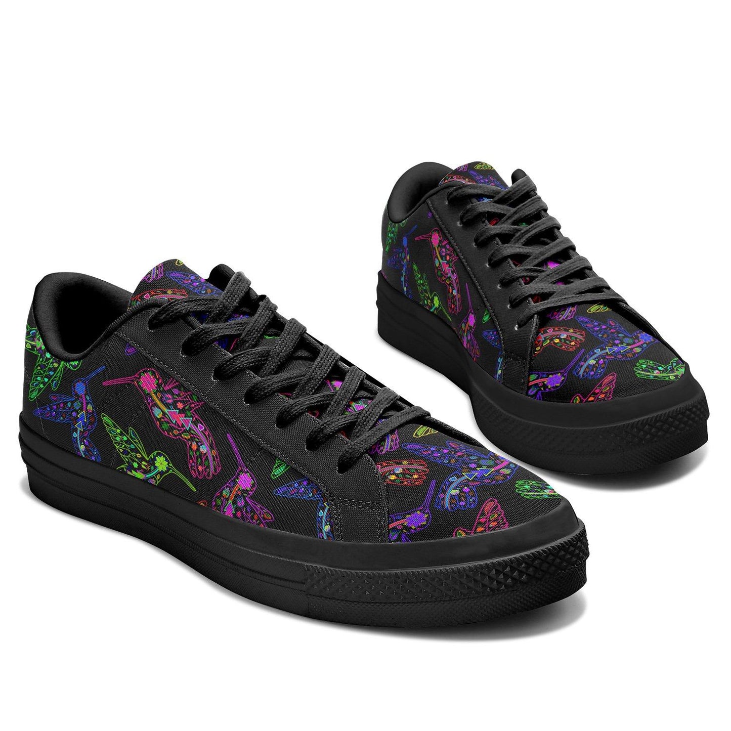 Floral Hummingbird Aapisi Low Top Canvas Shoes Black Sole aapisi Herman 