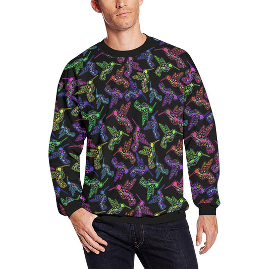 Floral Hummingbird All Over Print Crewneck Sweatshirt for Men (Model H18) shirt e-joyer 