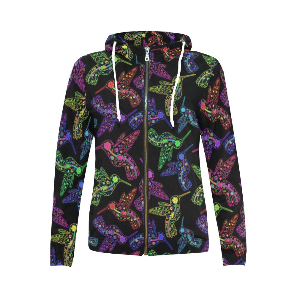 Floral Hummingbird All Over Print Full Zip Hoodie for Women (Model H14) All Over Print Full Zip Hoodie for Women (H14) e-joyer 
