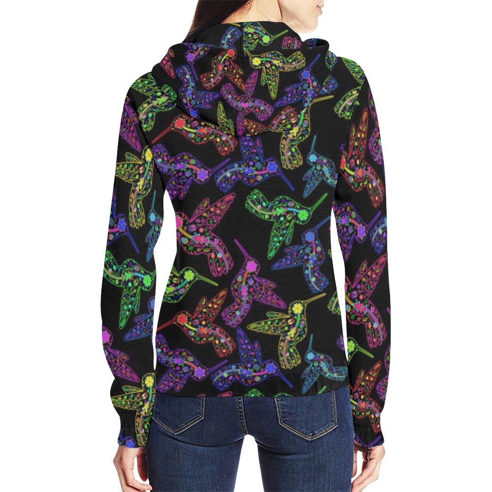 Floral Hummingbird All Over Print Full Zip Hoodie for Women (Model H14) All Over Print Full Zip Hoodie for Women (H14) e-joyer 