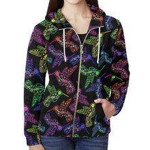 Load image into Gallery viewer, Floral Hummingbird All Over Print Full Zip Hoodie for Women (Model H14) All Over Print Full Zip Hoodie for Women (H14) e-joyer 
