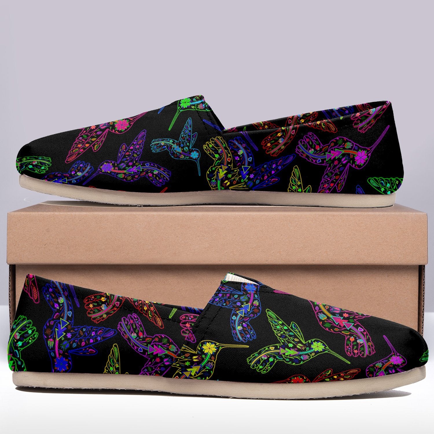 Floral Hummingbird Casual Unisex Slip On Shoe Herman 