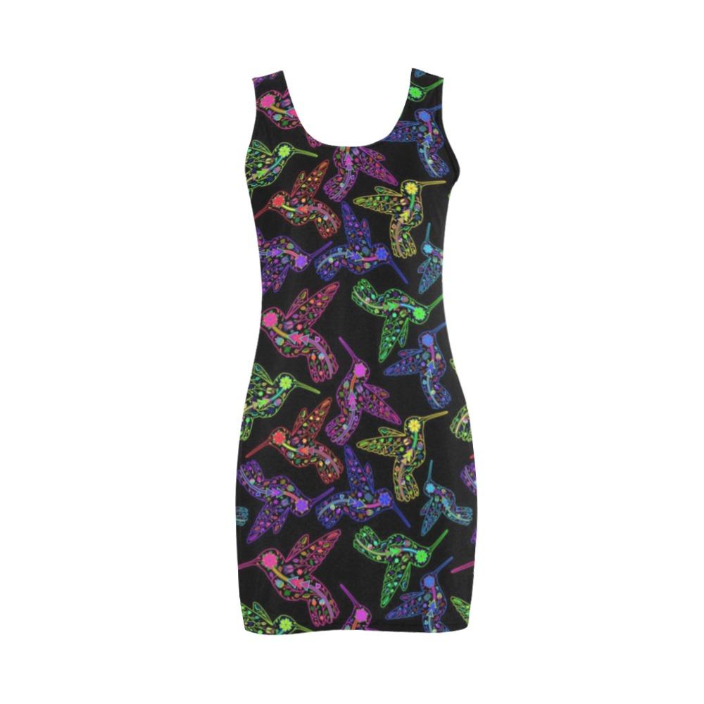 Floral Hummingbird Medea Vest Dress (Model D06) Medea Vest Dress (D06) e-joyer 