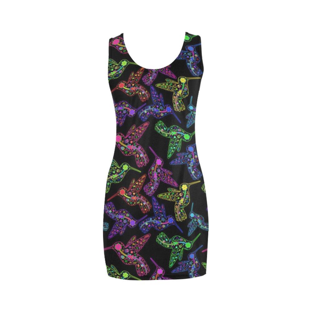 Floral Hummingbird Medea Vest Dress (Model D06) Medea Vest Dress (D06) e-joyer 