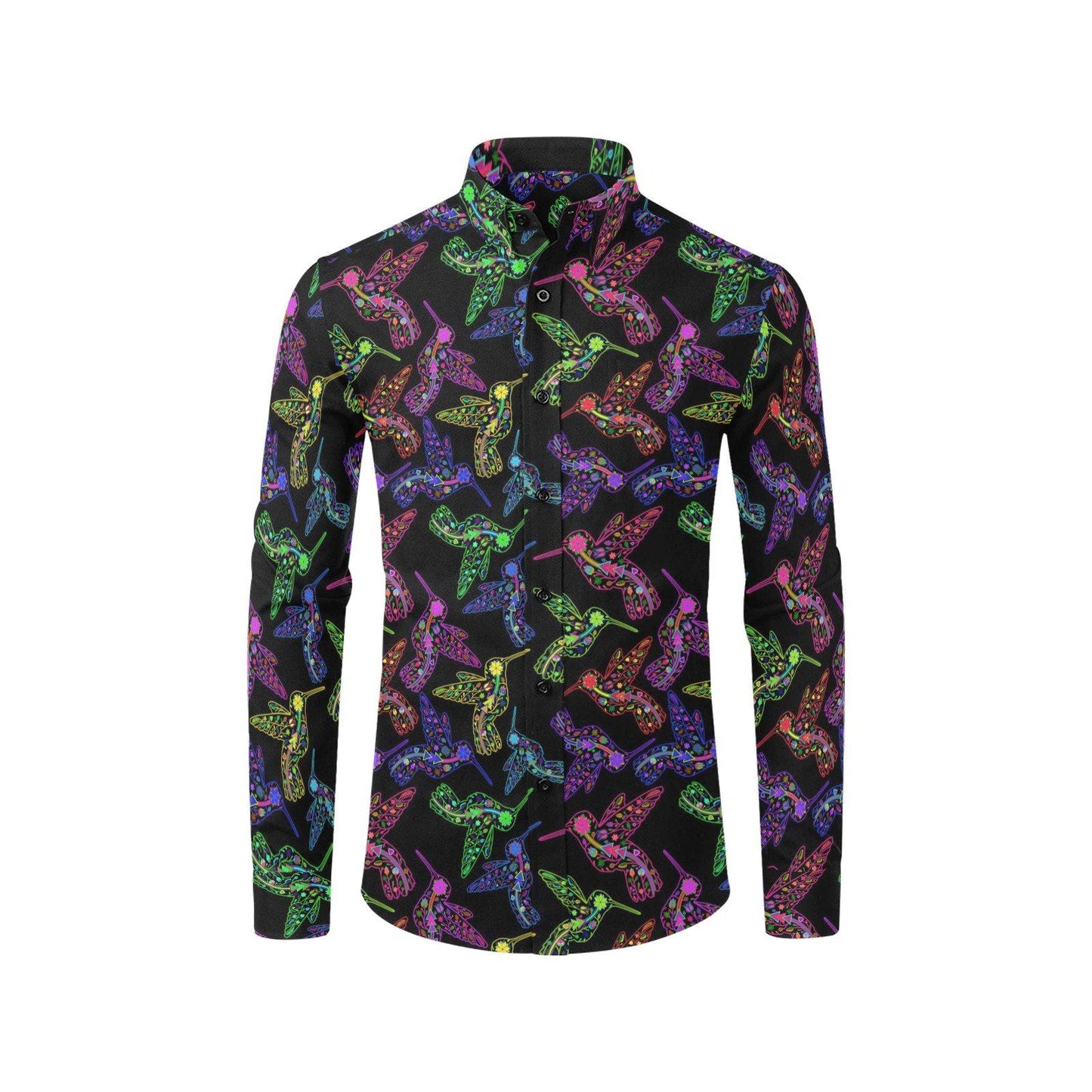 Floral Hummingbird Men's All Over Print Casual Dress Shirt (Model T61) Men's Dress Shirt (T61) e-joyer 