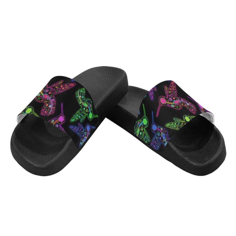 Floral Hummingbird Men's Slide Sandals (Model 057) Men's Slide Sandals (057) e-joyer 