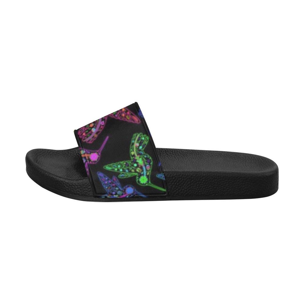 Floral Hummingbird Men's Slide Sandals (Model 057) Men's Slide Sandals (057) e-joyer 