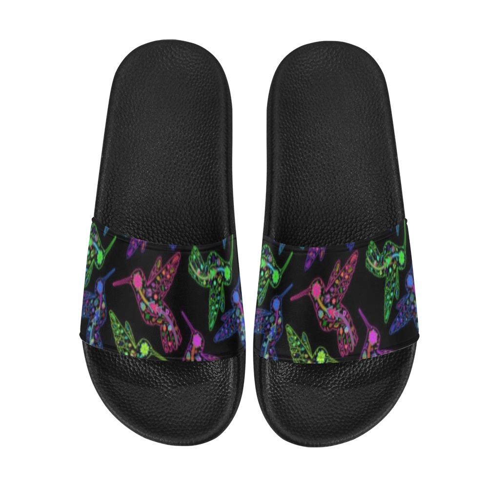 Floral Hummingbird Men's Slide Sandals (Model 057) Men's Slide Sandals (057) e-joyer 