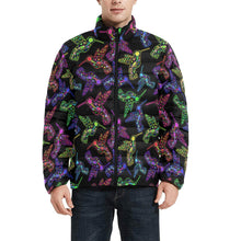 Load image into Gallery viewer, Floral Hummingbird Men&#39;s Stand Collar Padded Jacket (Model H41) Men&#39;s Stand Collar Padded Jacket (H41) e-joyer 
