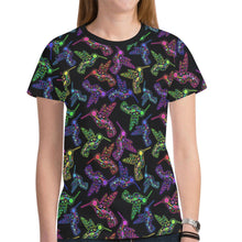 Load image into Gallery viewer, Floral Hummingbird New All Over Print T-shirt for Women (Model T45) tshirt e-joyer 
