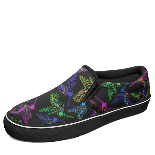 Floral Hummingbird Otoyimm Canvas Slip On Shoes otoyimm Herman US Youth 1 / EUR 32 Black Sole 