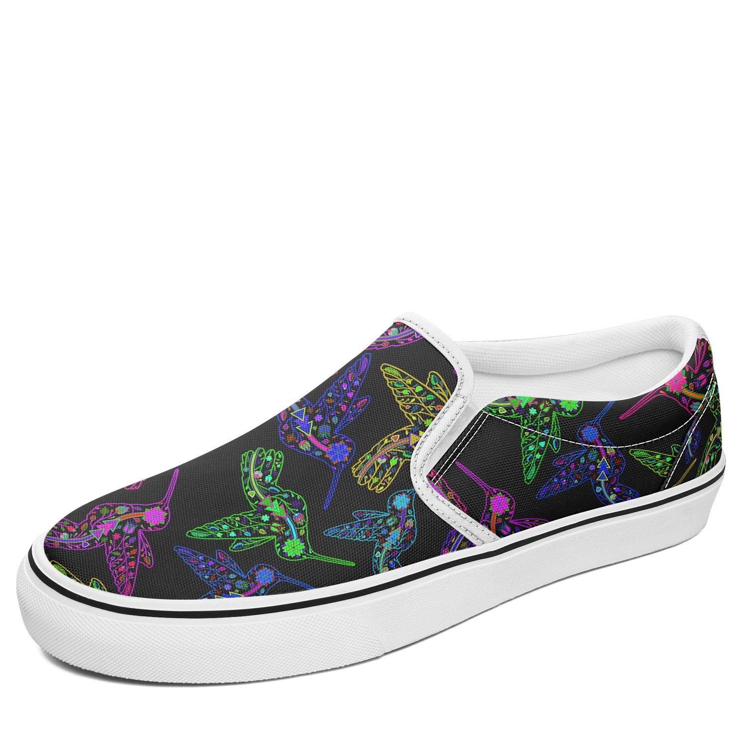 Floral Hummingbird Otoyimm Canvas Slip On Shoes otoyimm Herman US Youth 1 / EUR 32 White Sole 