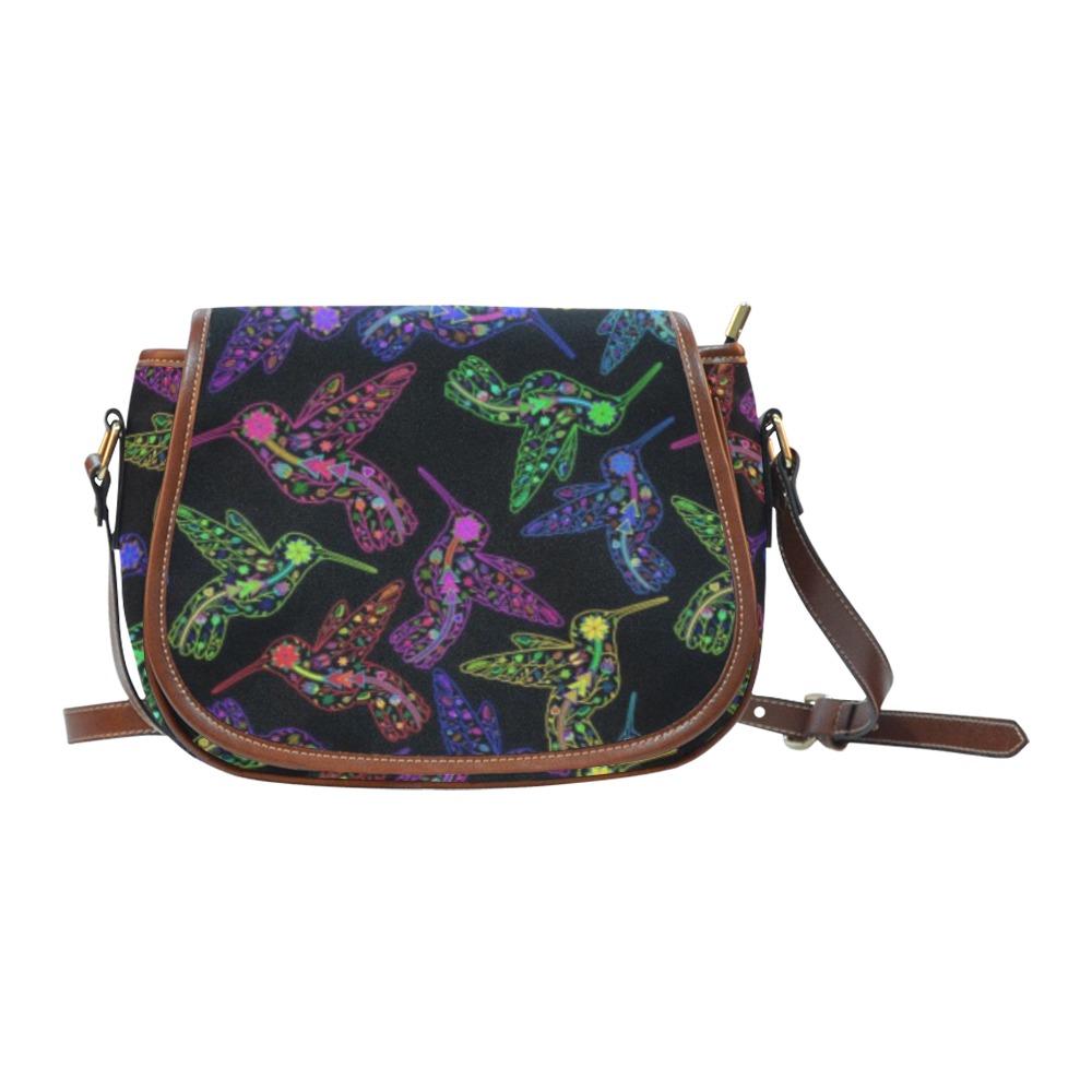 Floral Hummingbird Saddle Bag/Small (Model 1649) Full Customization bag e-joyer 