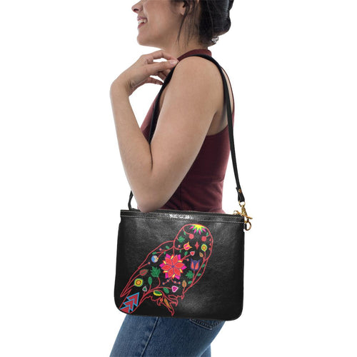 Floral Owl Small Shoulder Bag (Model 1710) Small Shoulder Bag (1710) e-joyer 